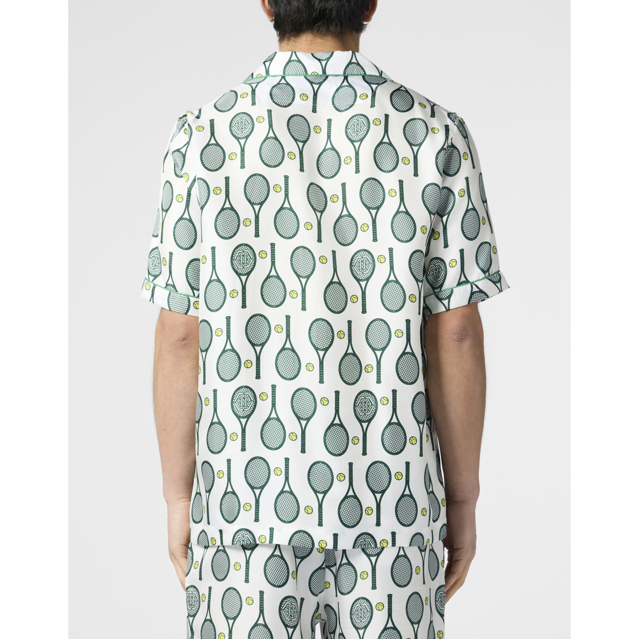 PHILIPP PLEIN Silk Bowling Shirt Tennis