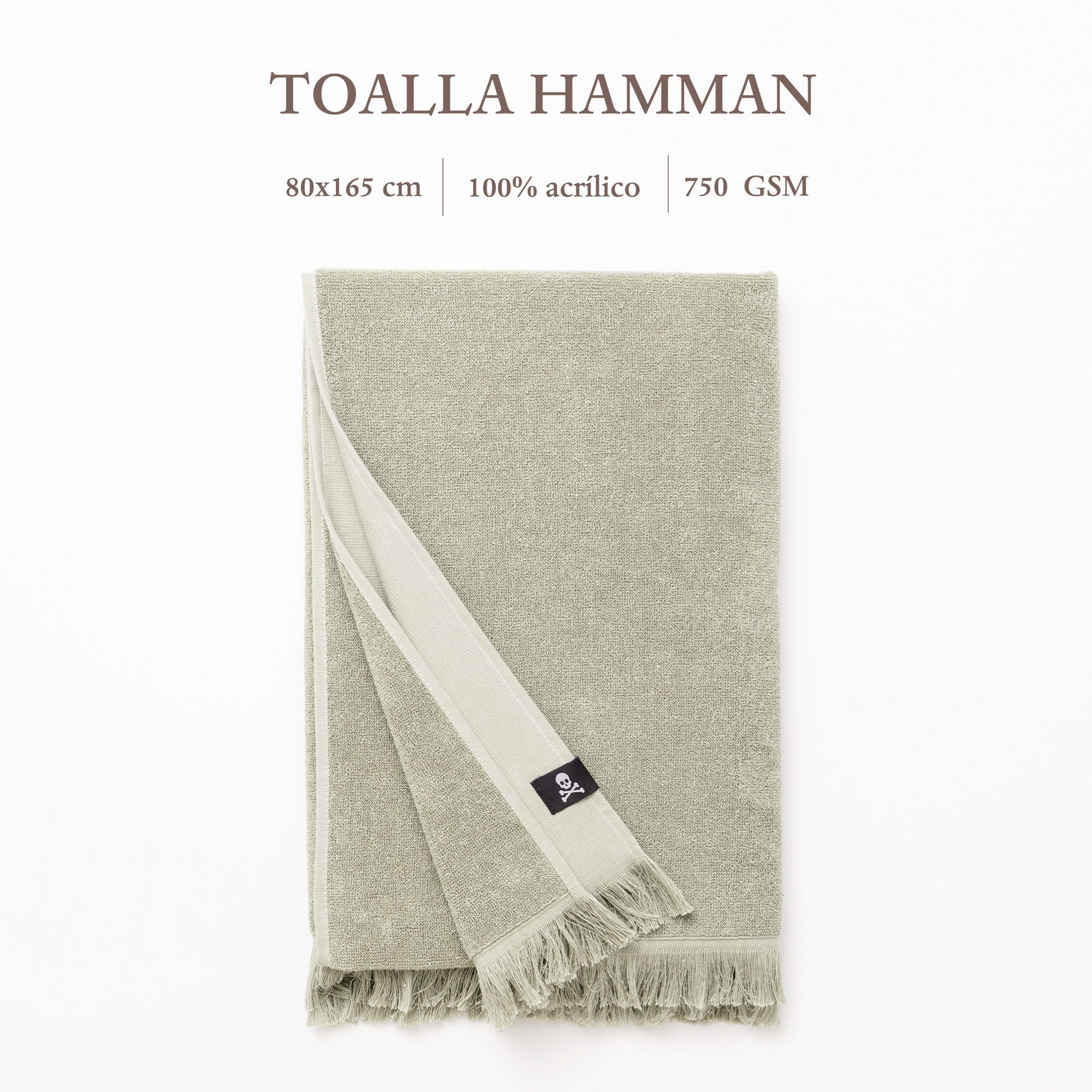 Toalla hamman 80x165cm 100%algodón 380gsm verde scalpers home