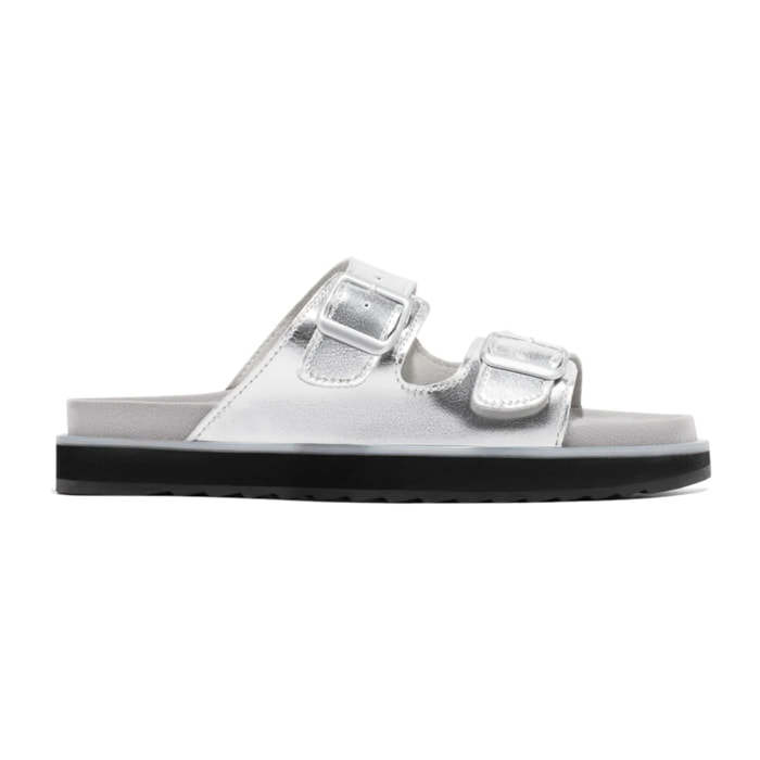 Sandalia Nórdica Mujer Hebilla Completa Plata