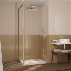 Paroi de retour 80x200cm - Profilés Aluminium effet Bois - Verre Trempé 6mm - WOOD CRUSH