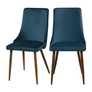 Chaise Vinni en velours bleu (lot de 2)