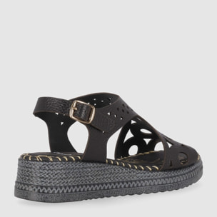 Sandalias de Piel - Negro - Tacón: 5 cm