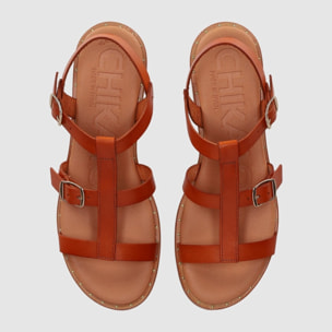 Sandalias de Piel - Cuero - Tacón: Bajo