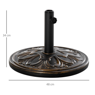 Base de Sombrilla Peso 13 kg Soporte para Parasol Redondo de HDPE y Cemento para Poste de Paraguas de Ø35/38/48 mm para Terraza Patio Jardín Playa Ø48x34 cm Bronce