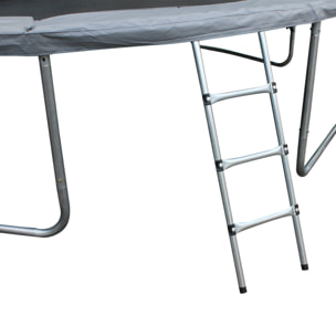 Trampoline rond Ø 490cm gris avec filet de protection intérieur - Jupiter Inner XXL - échelle. bâche. filet pour chaussures et kit d'ancrage 4.90m 490 cm