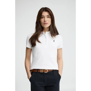 Polo bianca a maniche corte slim con ricamo Rigby Go