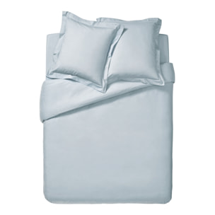 Drap housse uni en percale de coton, bonnet de 30cm, PREMIÈRE, Bleu Glacier