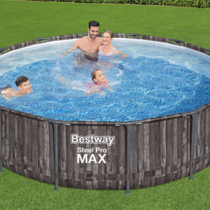 Bestway Piscine hors sol - Ronde - Steel Pro Max - Décor bois - 427 x 107 cm