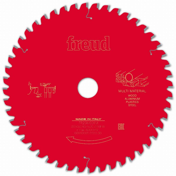 Lame pour scie circulaire portative FREUD - Ø250 2,4/2 AL30 Z48 TPB 0° - F03FS09888 -FR23M001M