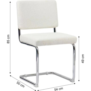 Lot de 2 chaises en tissu bouclé et métal chromé - DULCE