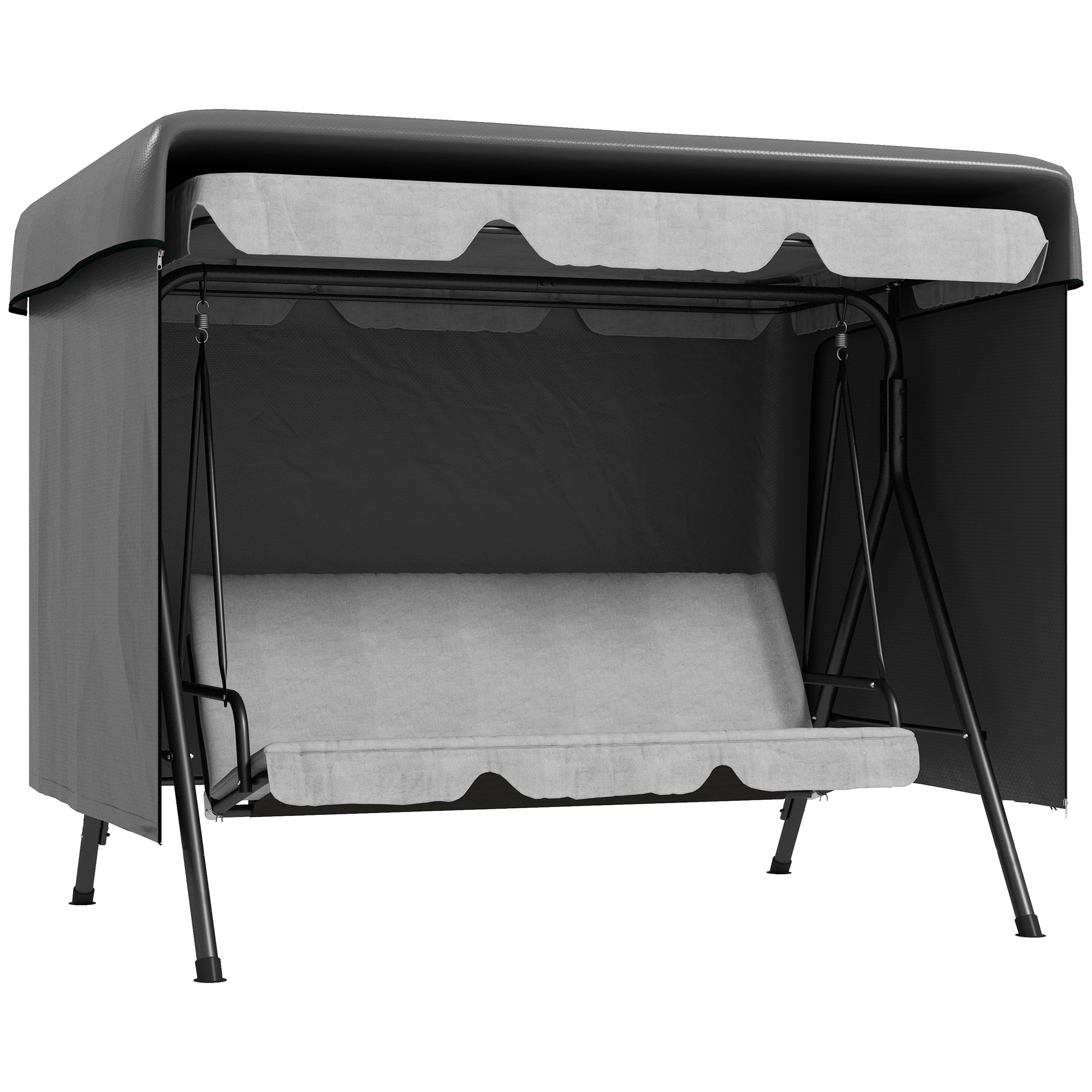 Outsunny Funda Balancín Jardín, Funda Columpio Jardín Exterior, Cubierta de Columpio con Cremallera, Impermeable, 215x155x150 cm, Gris Oscuro