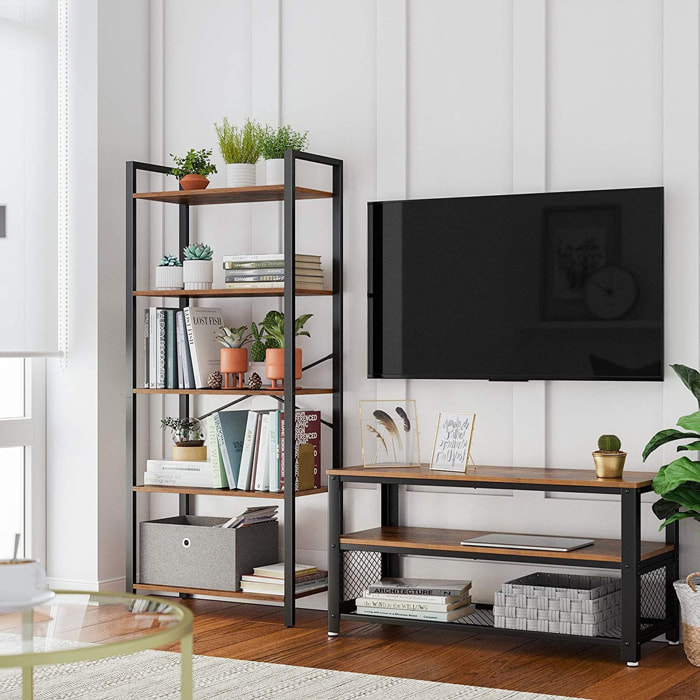 Libreria industriale a 5 ripiani in stile loft rustico LLS061B01