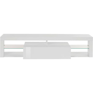 Mobile porta TV Dcompagno, Base porta TV, Credenza bassa da soggiorno a 1 anta, 100% Made in Italy, 160x40h35 cm, Bianco lucido