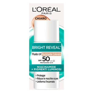 Illuminante Viso Chiaro Bright Reveal Fluido UV Colorato SPF 50 per Ridurre le Macchie e Uniformare l'Incarnato 50ml