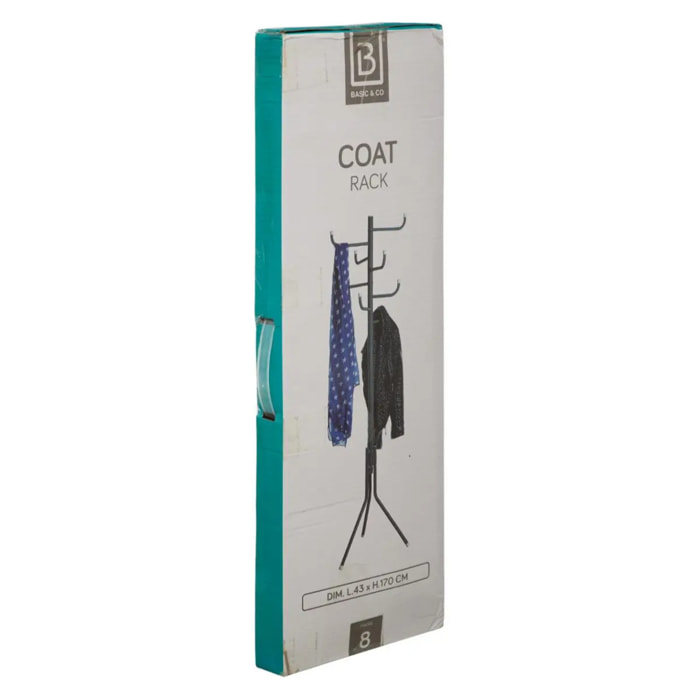 Porte-manteaux 8 crochets métal gris