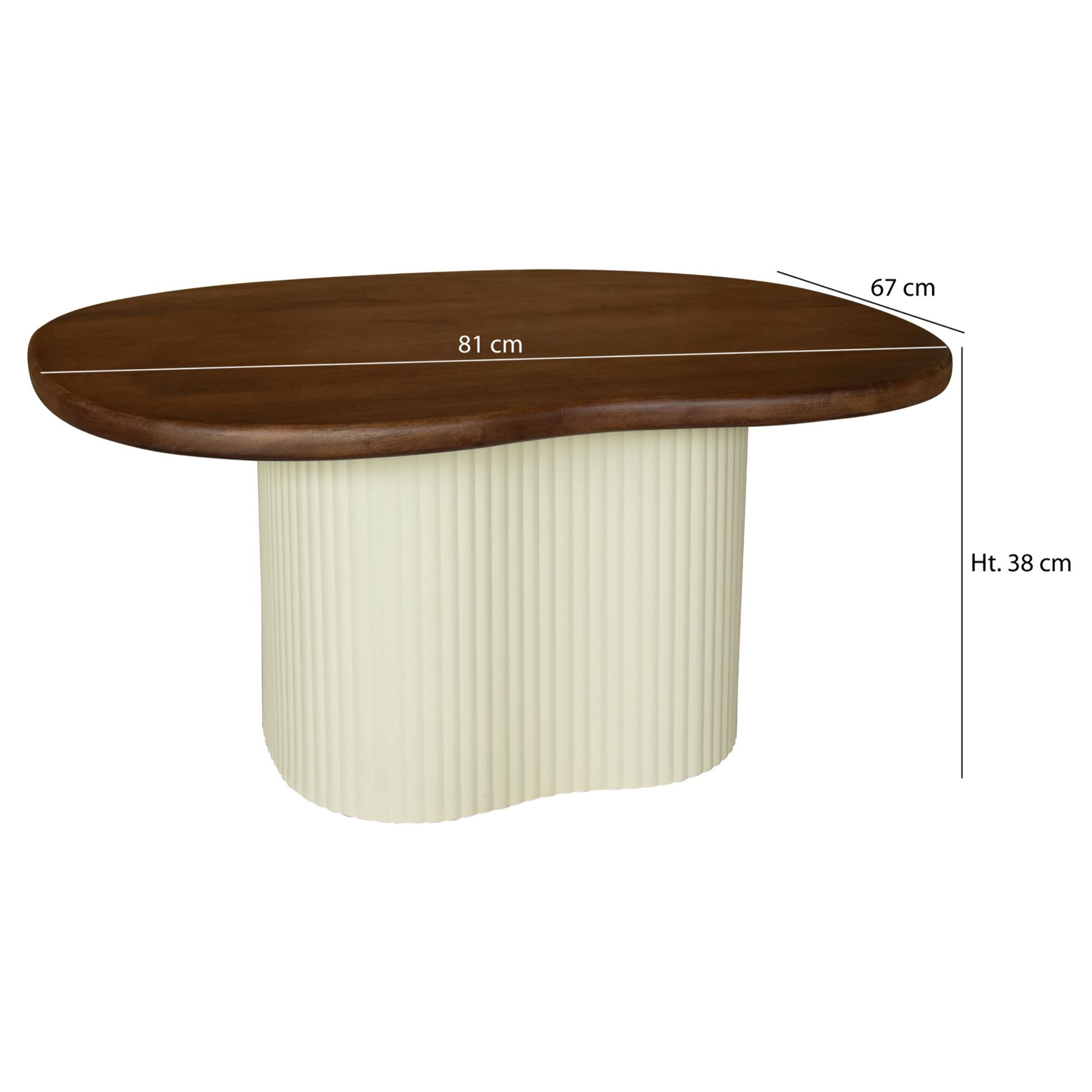 Table basse en bois de manguier et pied en métal écru BJORN