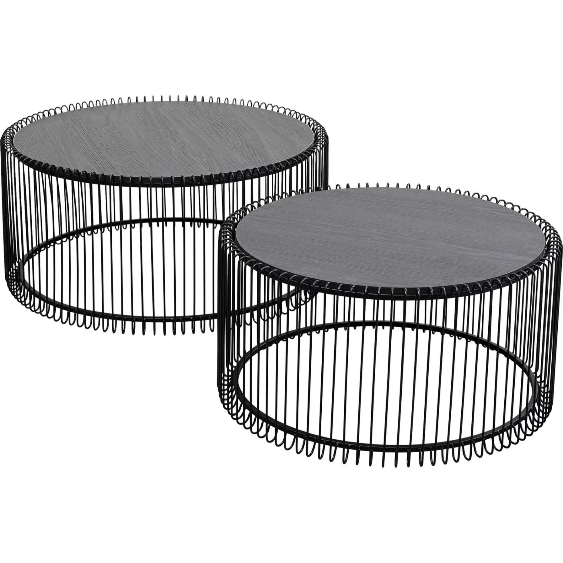Tables basses Wire bois noir set de 2 Kare Design