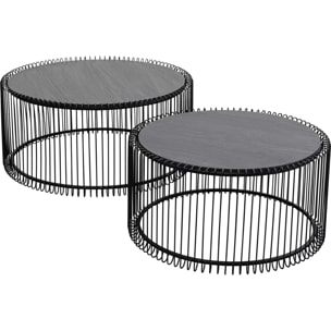 Tables basses Wire bois noir set de 2 Kare Design