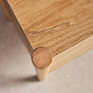 Meuble TV décor bois 2 portes 1 tiroir 140cm naturel - 140 x 42 x 55 cm - Harmony