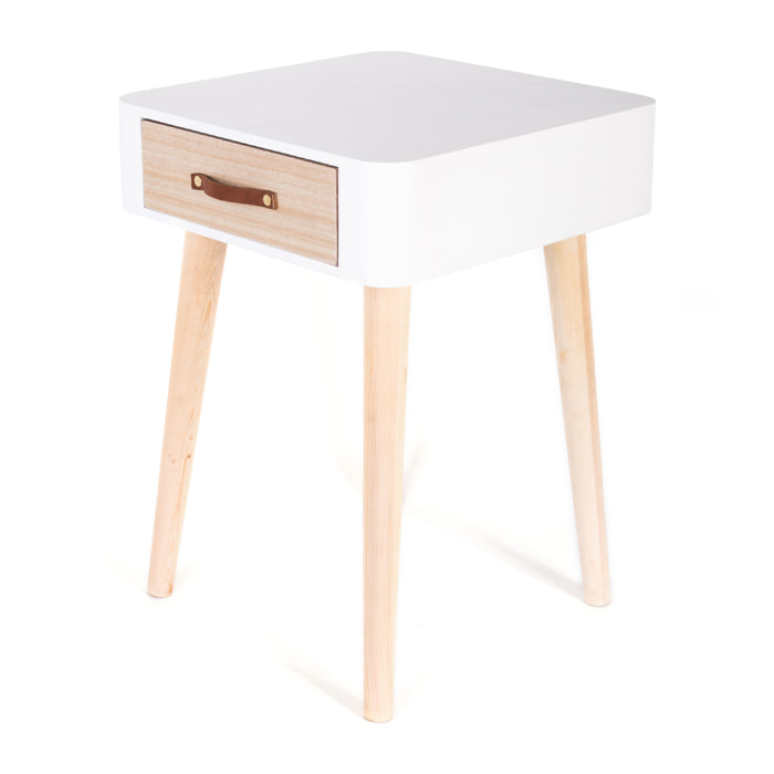 Chevet Blanc 1 Tiroir En Bois