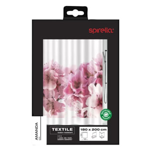 Rideau de douche Polyester AMANDA 180x200cm Fleur Rose Spirella