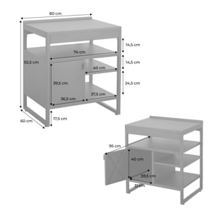 Cuisine extérieure acier 1 porte 3 étagères L80cm noir - Kea