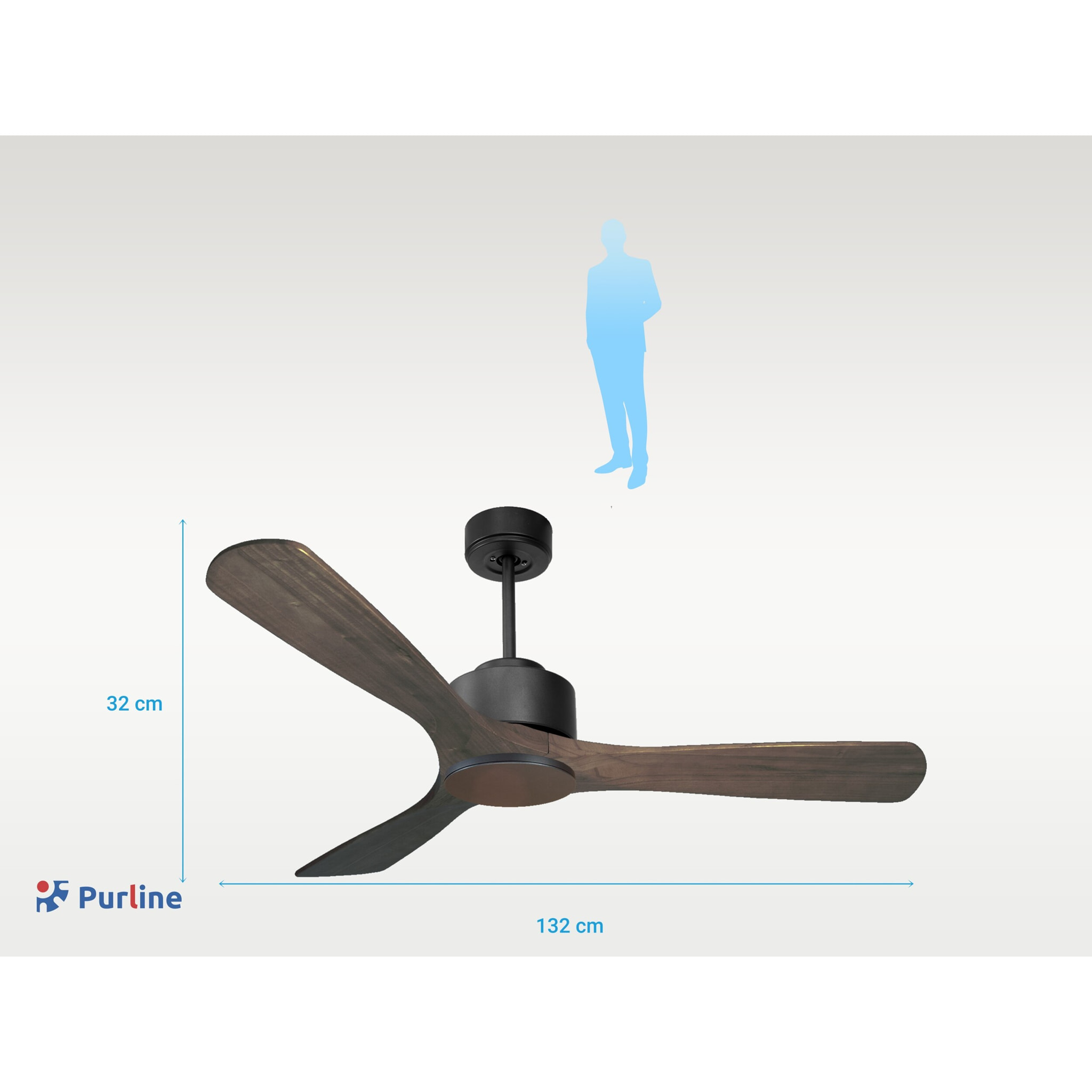 Ventilateur de plafond ø132 cm avec Wifi Réversible Hypersilence 40   W Noir