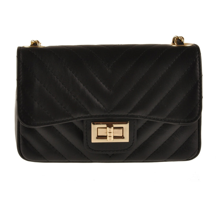 Borse Donna colore Nero-in pelle Made in Italy 20X13X5cm