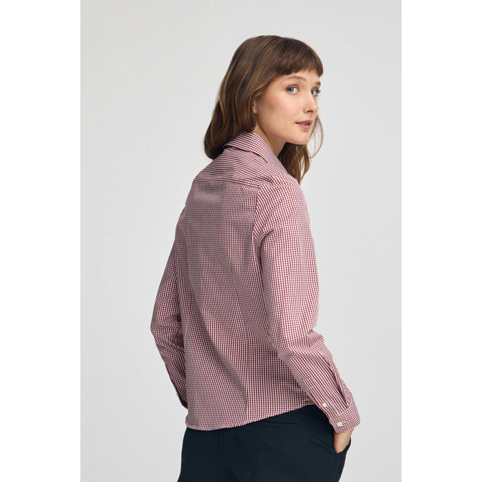 Camicia a quadri vichy borgogna con logo Rigby Go