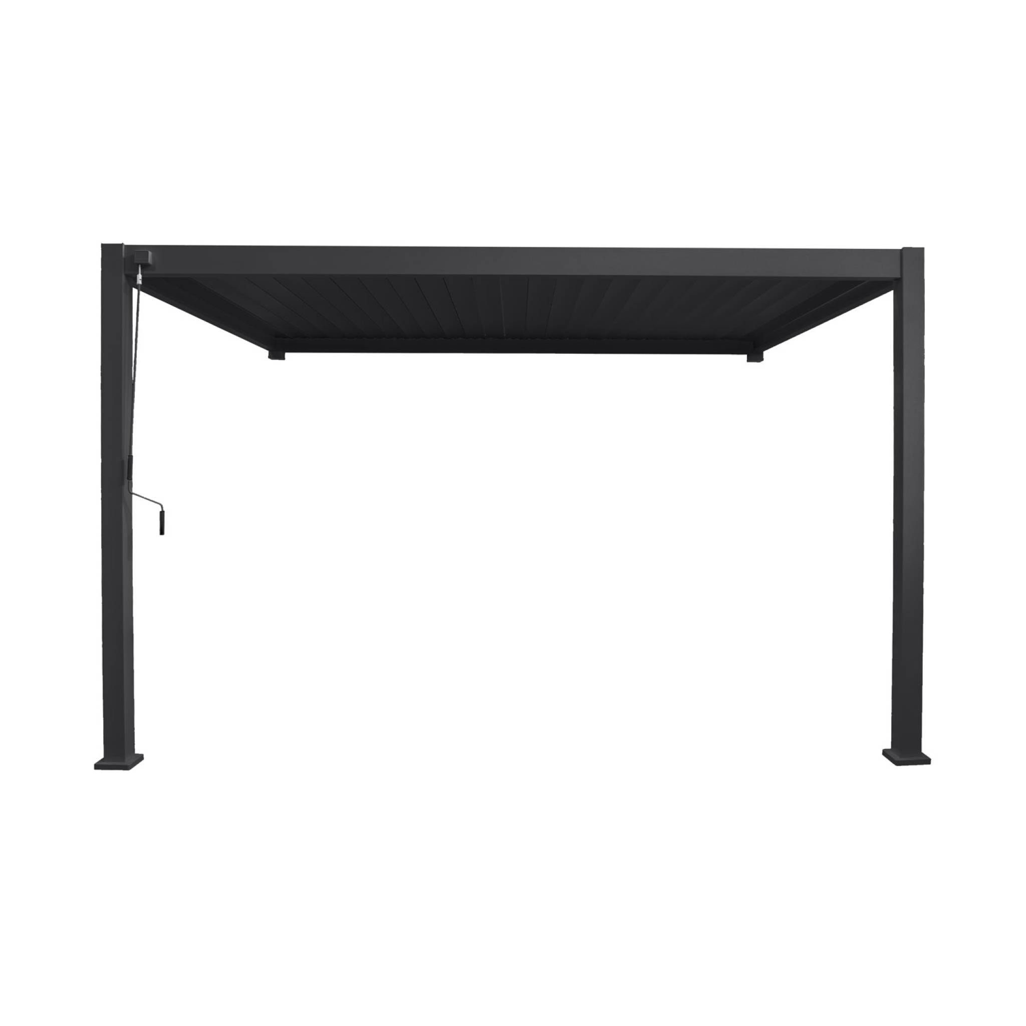 Pergola bioclimatique aluminium anthracite adossée lames orientables 4x3m Triomphe
