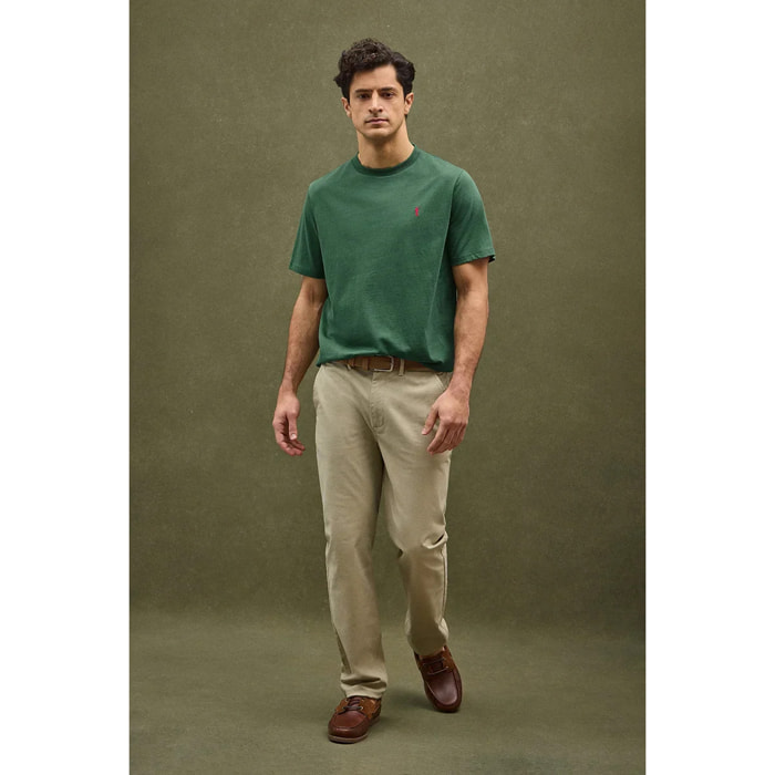 Maglietta verde bottiglia a maniche corte e ricamo Rigby Go