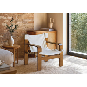 Sillón de Madera de Caucho 76 Cm Estilo Rústico Moderno
