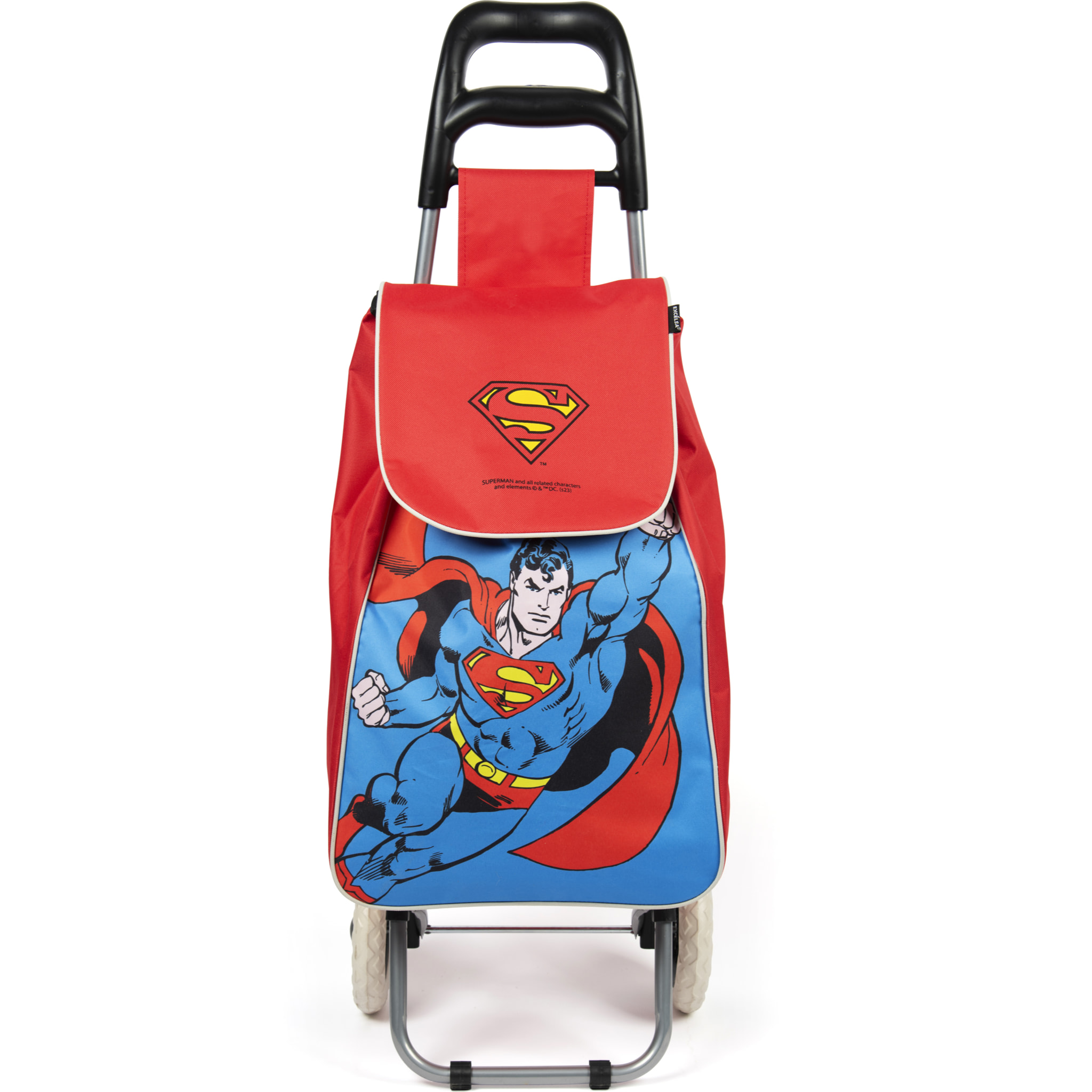 Carrello portaspesa Excelsa Superman, capacità 38 L, sacca removibile idrorepellente, multicolore