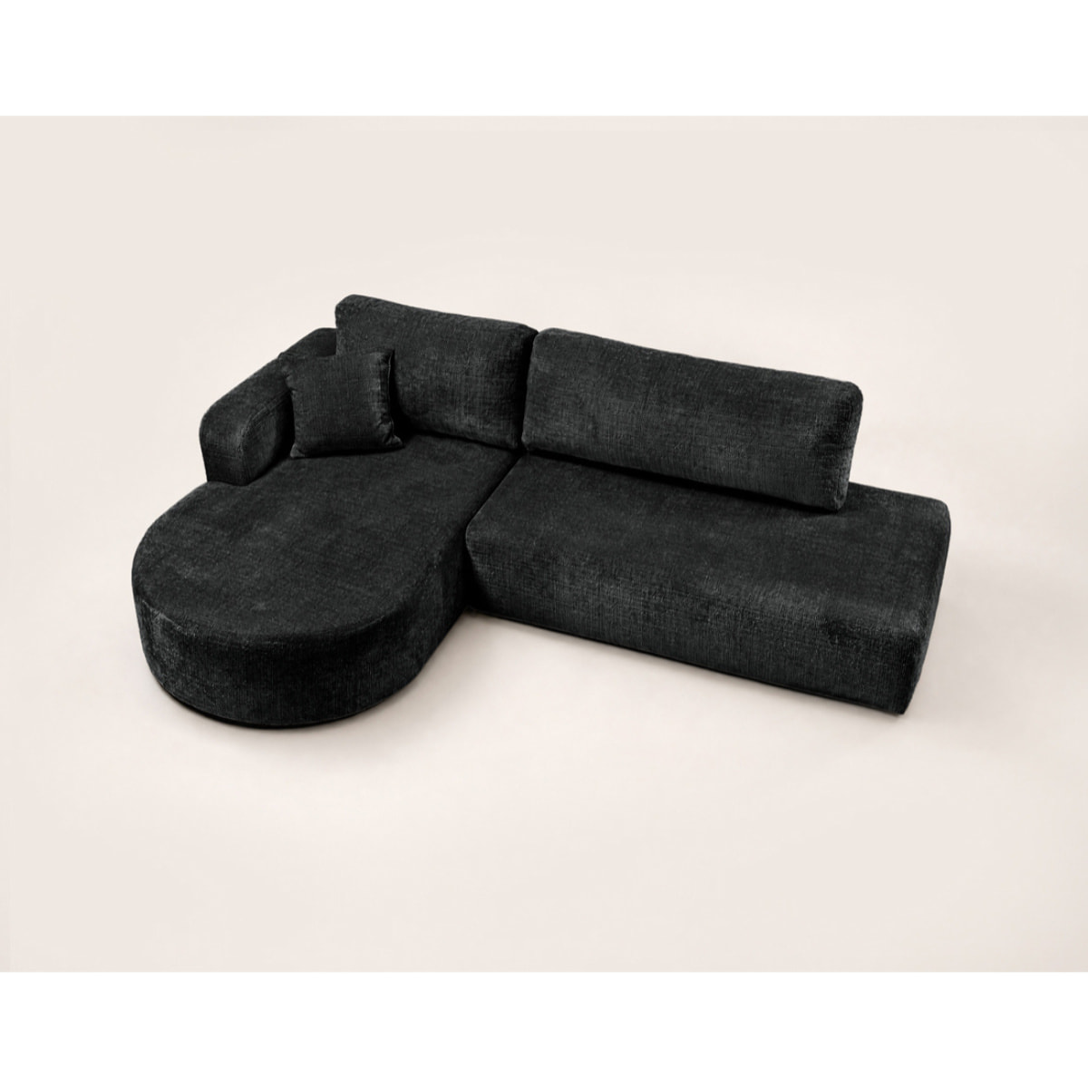 Miro - Canapé d'angle gauche 4 places convertible avec coffre en velours texturé - Gris Anthracite