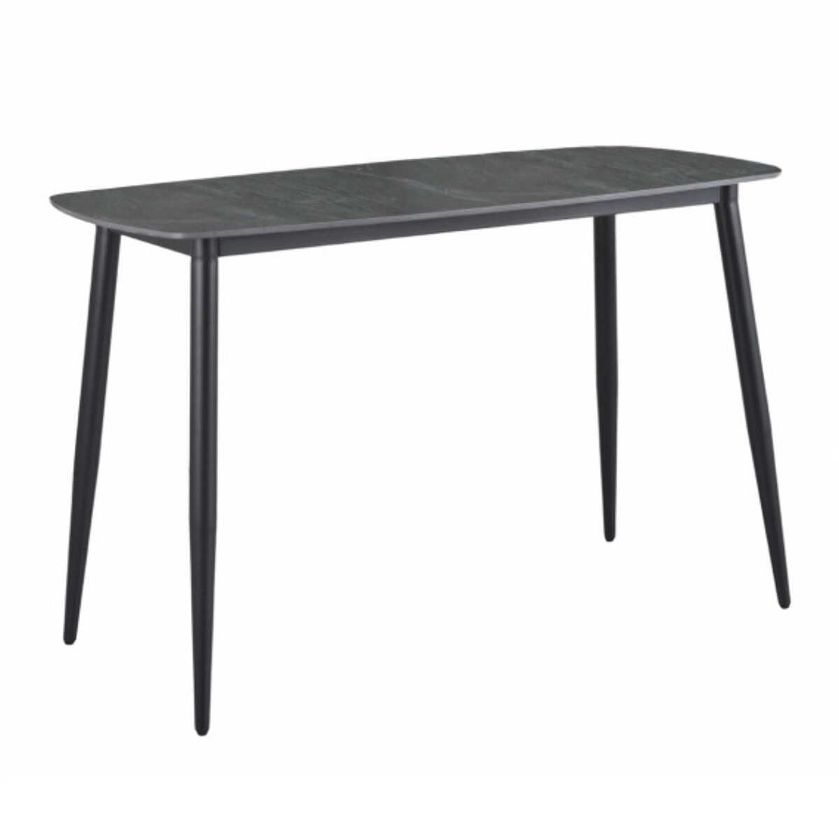 Table haute 140 x 70 cm en céramique gris anthracite marbré - TREIVE