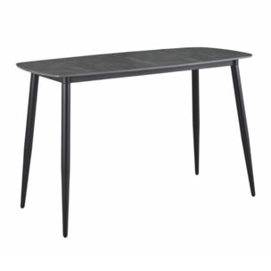 Table haute 140 x 70 cm en céramique gris anthracite marbré - TREIVE