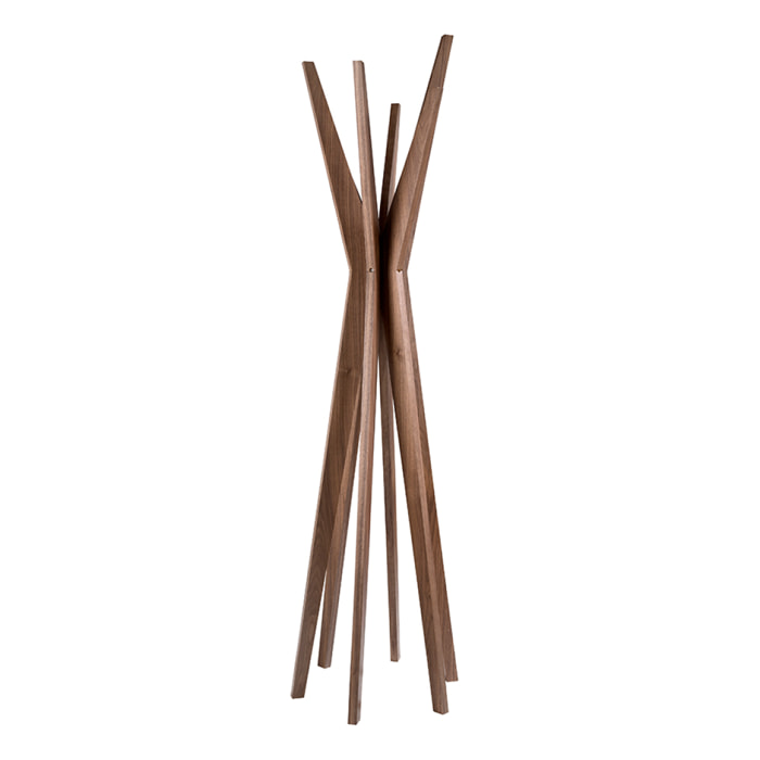 Perchero madera chapada en nogal 50x50x190cm