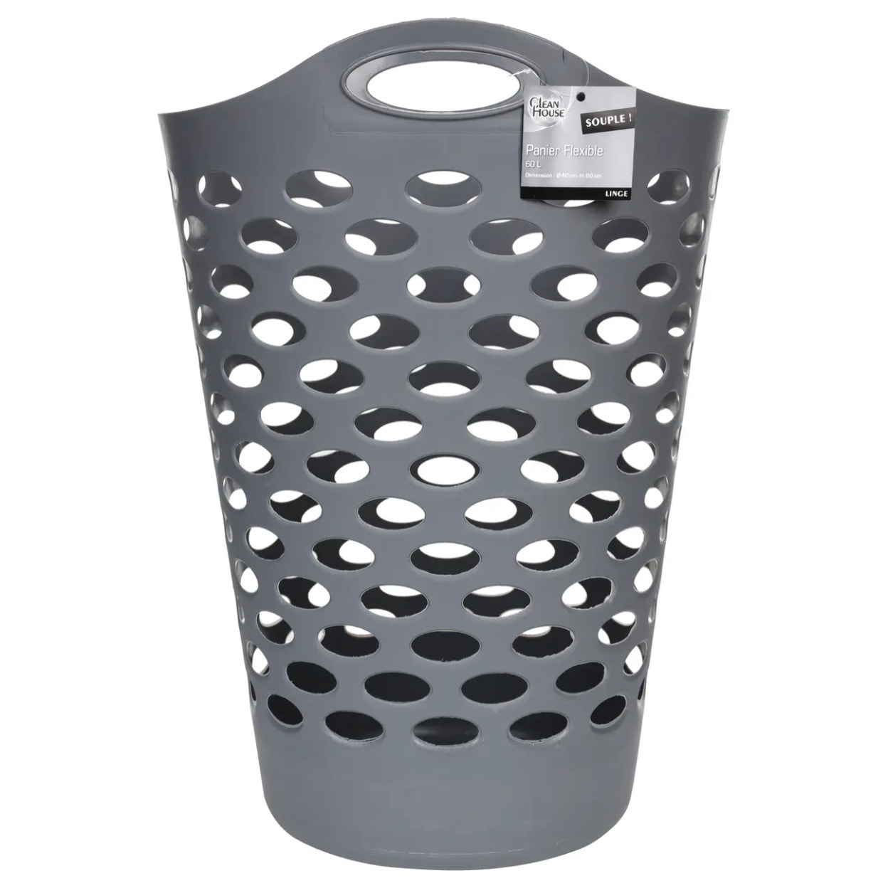 Corbeille à linge souple 60L gris