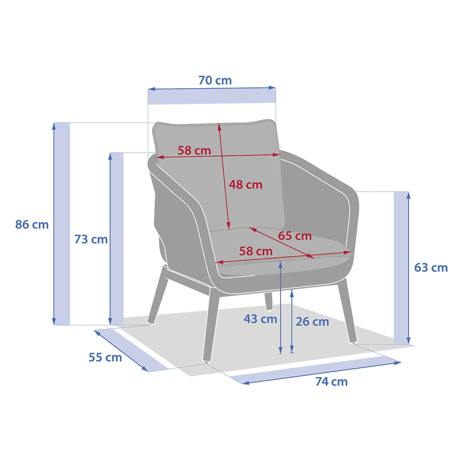 Fauteuil de salon de jardin "Orissa" taupe polyester et acier