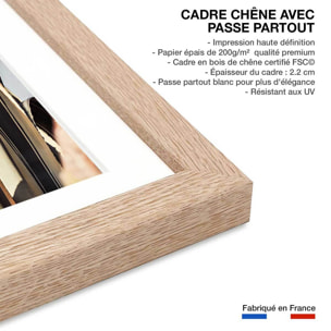 Poster cactus mexicain Affiche + cadre en bois - Chêne