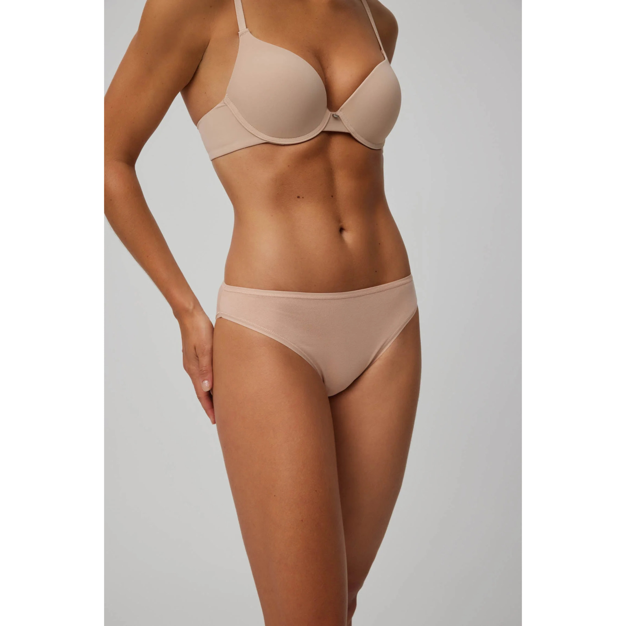 Confezione da 2 mini slip basico in cotone beige