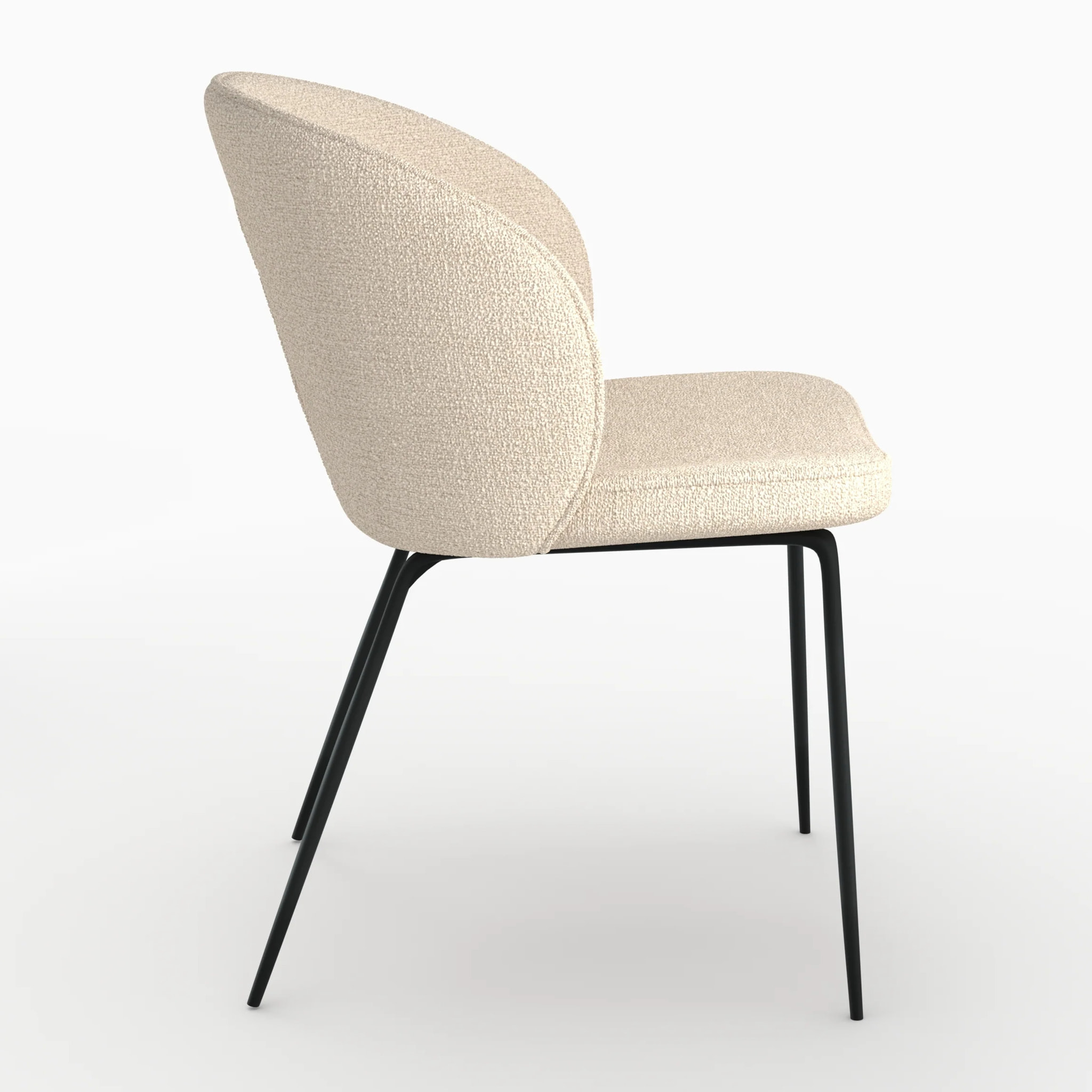 Chaise en tissu bouclé beige et pieds en métal - Groom