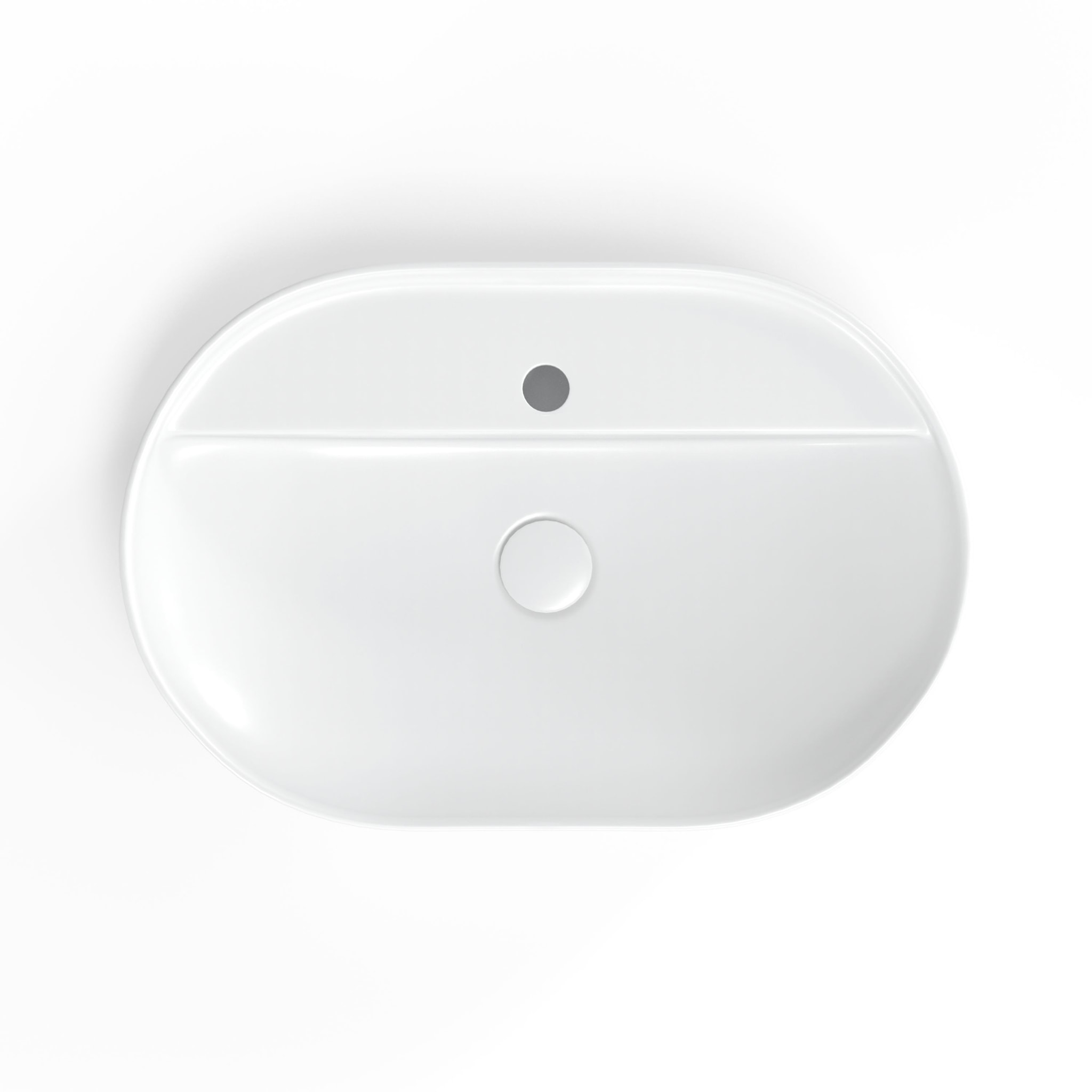 Infinitio Vasque à poser 60 x 40 x 12,5 cm, sans trop-plein + Bonde à écoulement libre - Blanc mat