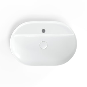 Infinitio Vasque à poser 60 x 40 x 12,5 cm, sans trop-plein + Bonde à écoulement libre - Blanc mat