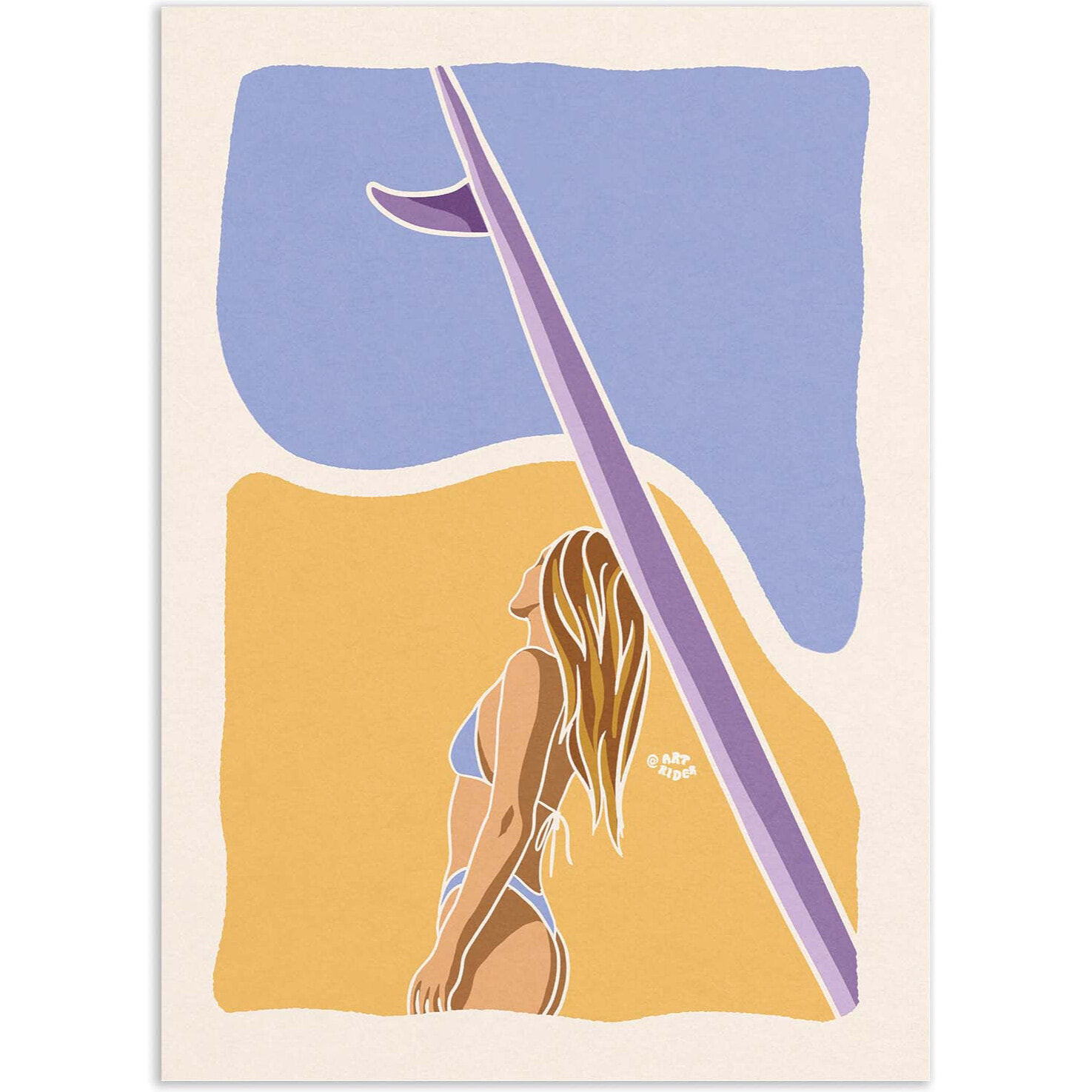 Affiche - Surfeuse Longboard - Art Rider