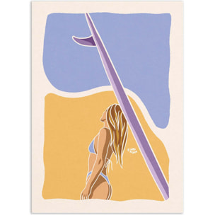 Affiche - Surfeuse Longboard - Art Rider