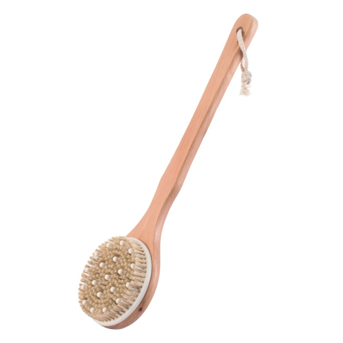 Brosse de bain en bois exfoliante avec manche long MSV