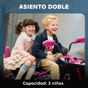 Quad Eléctrico para Niños 24V, Quad para Niños de 3-8 Años de 2 Plazas, con 2 Motores, Velocidad hasta 6,5â€¯km/h, Ruedas con Suspensión, Faros, Bocina, Música, USB, Rosa