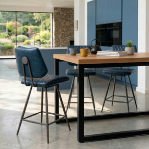 Chaise de bar bleu foncé style industriel SALERNE