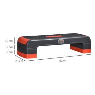 Step de Aeróbic con Altura Ajustable de 10/15/20 cm en Casa 78x28x20 cm Rojo